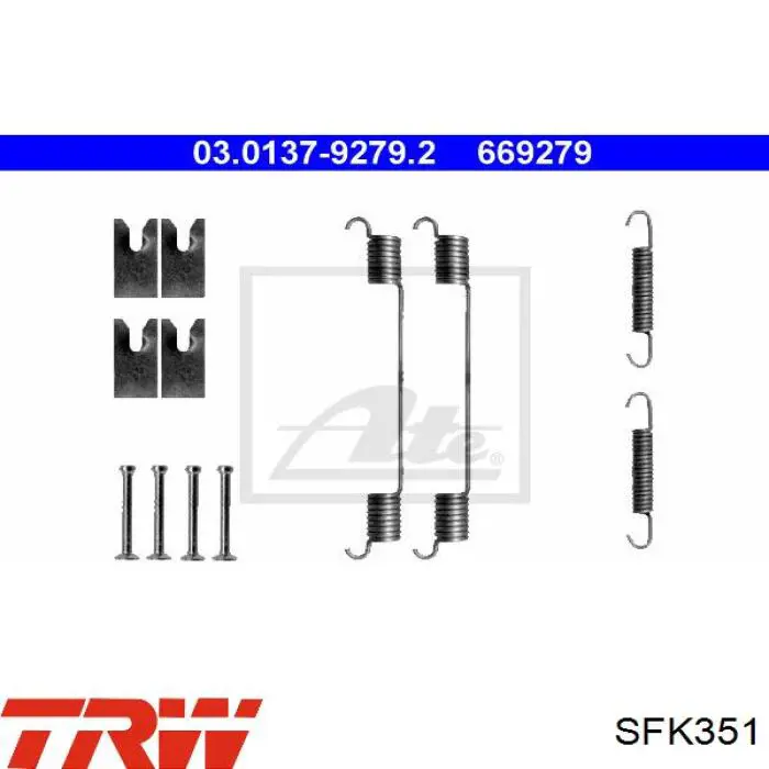 SFK351 TRW kit de montaje, zapatas de freno traseras