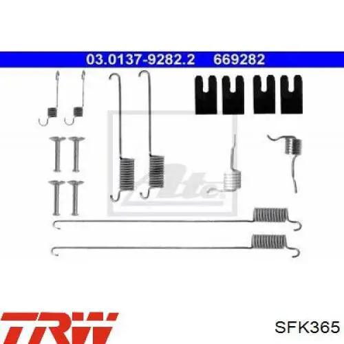 SFK365 TRW kit de montaje, zapatas de freno traseras