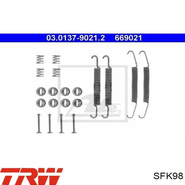 SFK98 TRW kit de montaje, zapatas de freno traseras