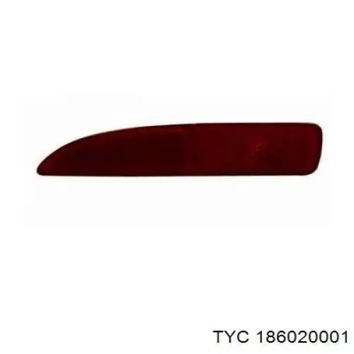 186020001 TYC reflector, parachoques trasero, izquierdo