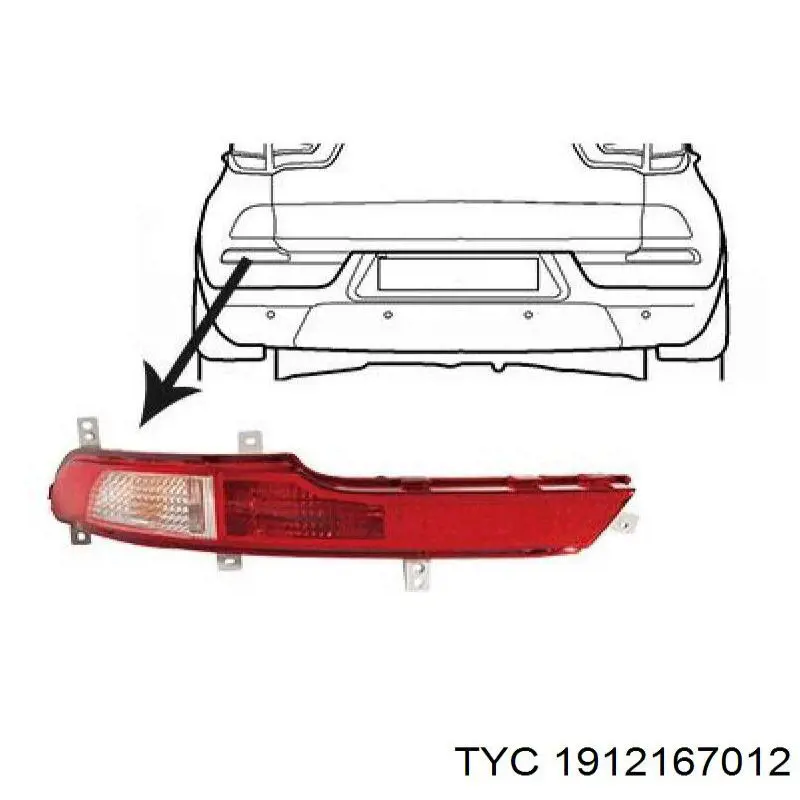 19-12167-01-2 TYC faro antiniebla trasero derecho