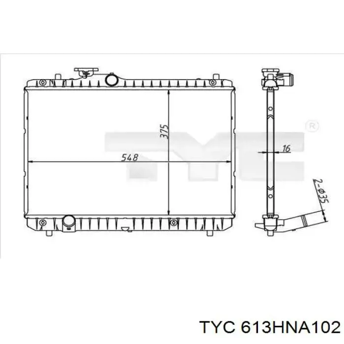 613HNA102 TYC radiador refrigeración del motor