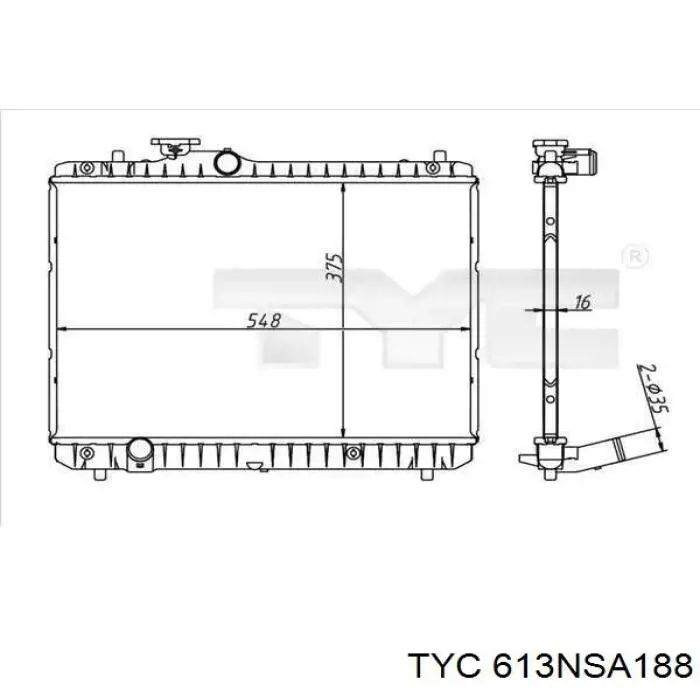 613NSA188 TYC radiador refrigeración del motor