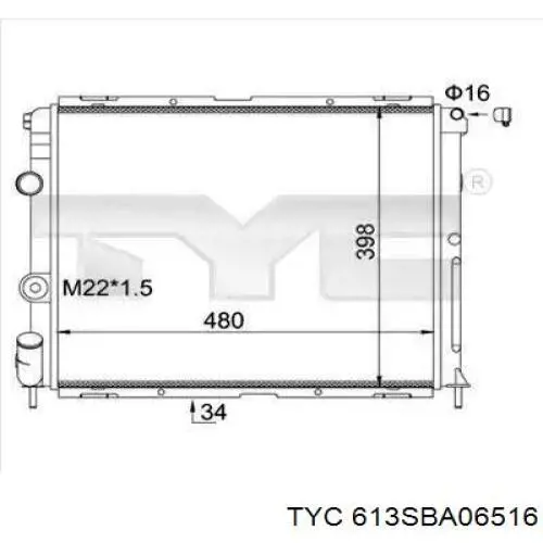Água radiador TYC 613SBA06516 precio, desde 86,16 EUR