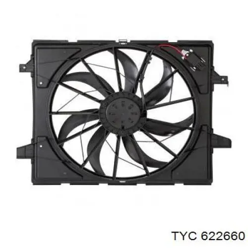 622660 TYC difusor de radiador, ventilador de refrigeración, condensador del aire acondicionado, completo con motor y rodete