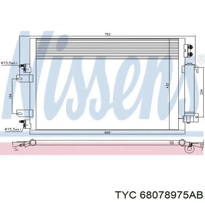 68078975AB TYC condensador aire acondicionado