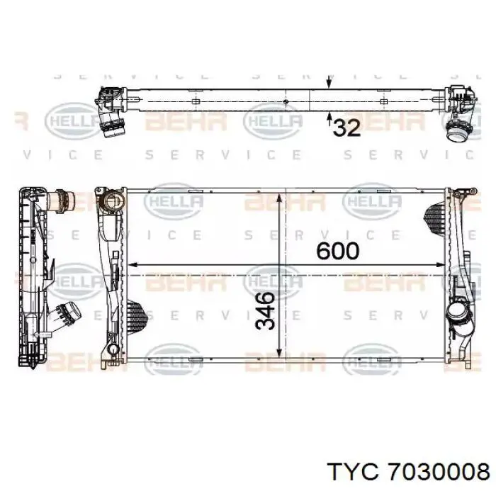 703-0008 TYC radiador refrigeración del motor