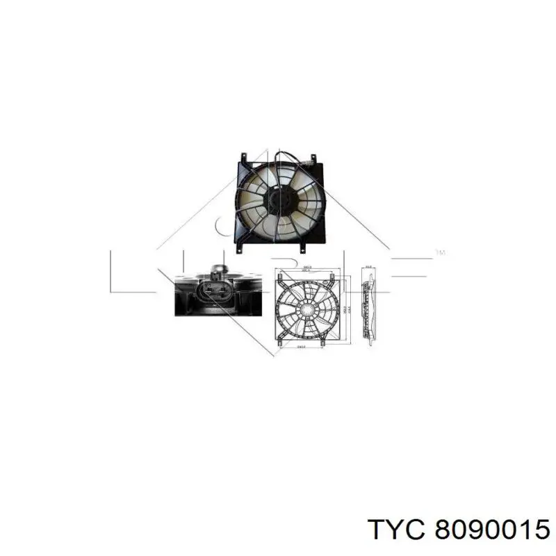 809-0015 TYC difusor de radiador, ventilador de refrigeración, condensador del aire acondicionado, completo con motor y rodete