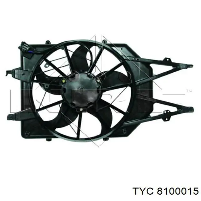 8100015 TYC difusor de radiador, ventilador de refrigeración, condensador del aire acondicionado, completo con motor y rodete