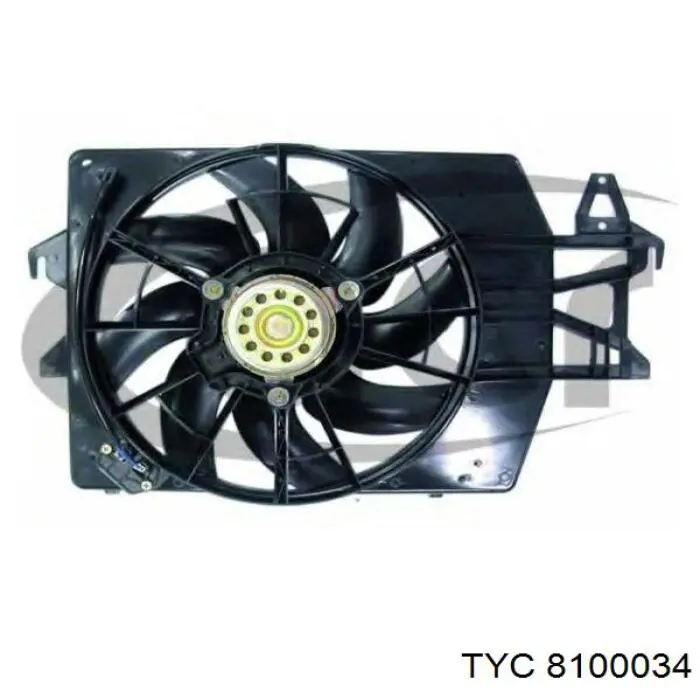 8100034 TYC difusor de radiador, ventilador de refrigeración, condensador del aire acondicionado, completo con motor y rodete