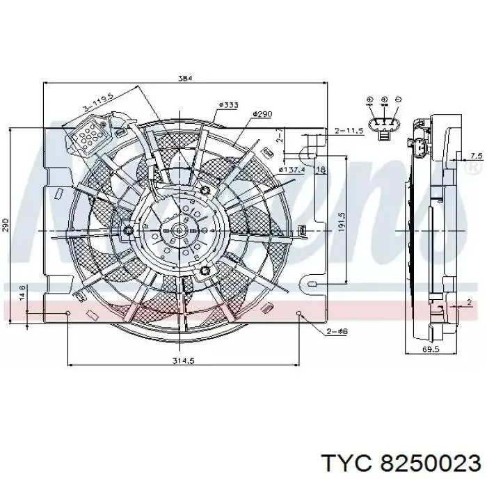 825-0023 TYC rodete ventilador, refrigeración de motor