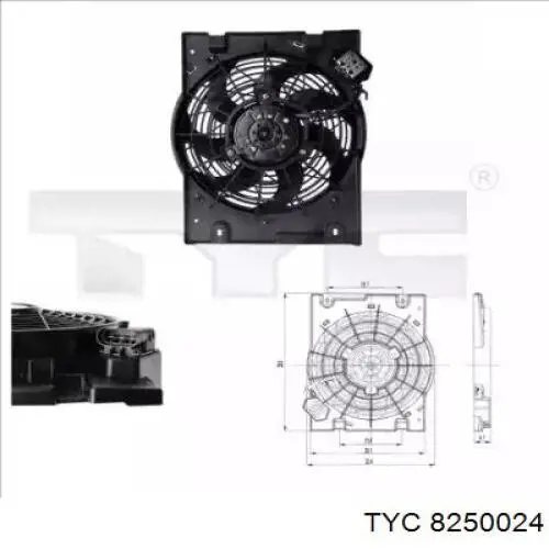 825-0024 TYC ventilador (rodete +motor refrigeración del motor con electromotor completo)