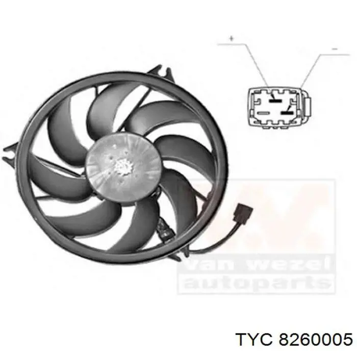 826-0005 TYC ventilador (rodete +motor refrigeración del motor con electromotor completo)