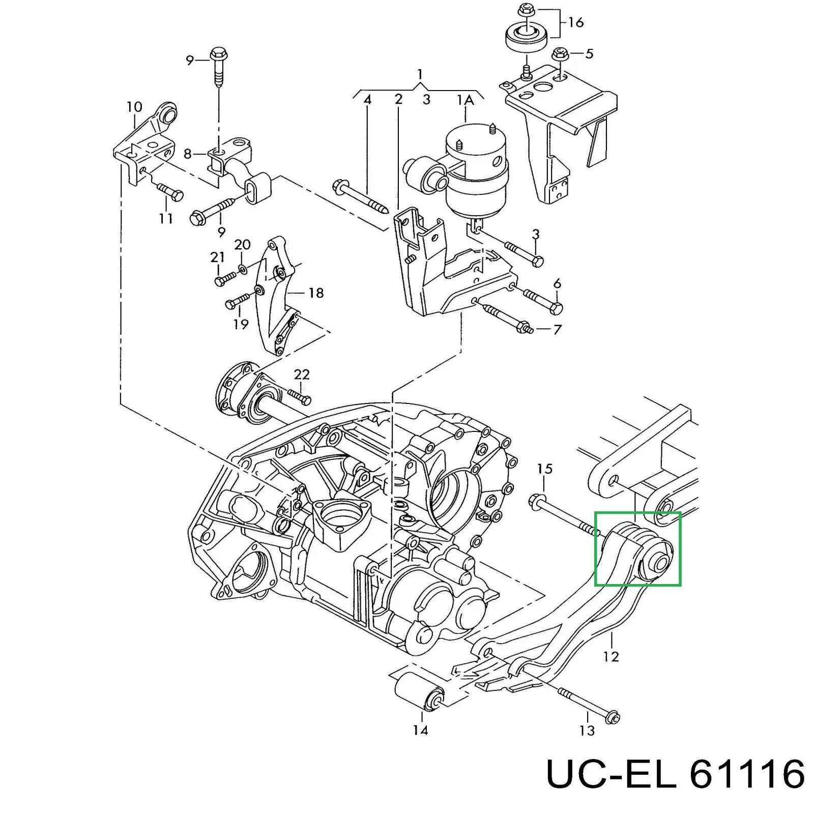 61116 Uc-el soporte, motor, trasero, silentblock