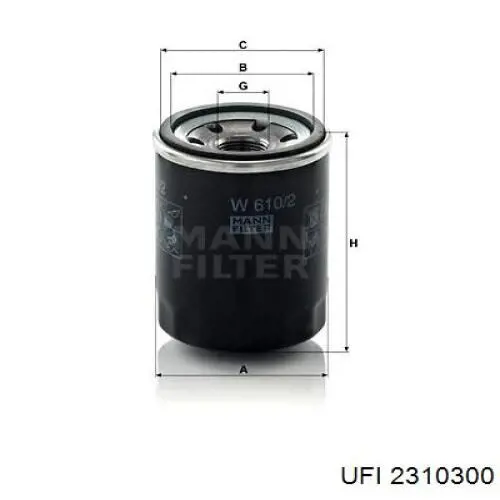 Filtro de aceite motor UFI 2310300
