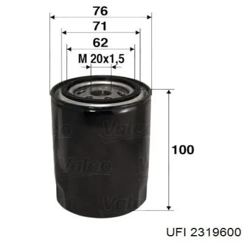Filtro de aceite motor UFI 2319600
