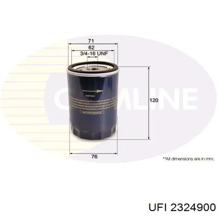 Filtro de aceite 2324900 UFI