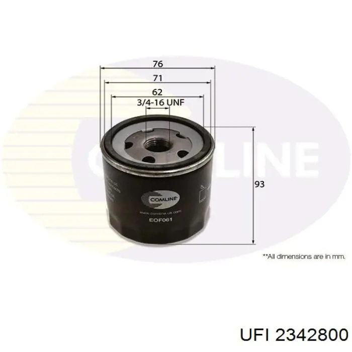 Filtro de aceite UFI 2342800 precio, desde 4,61 EUR