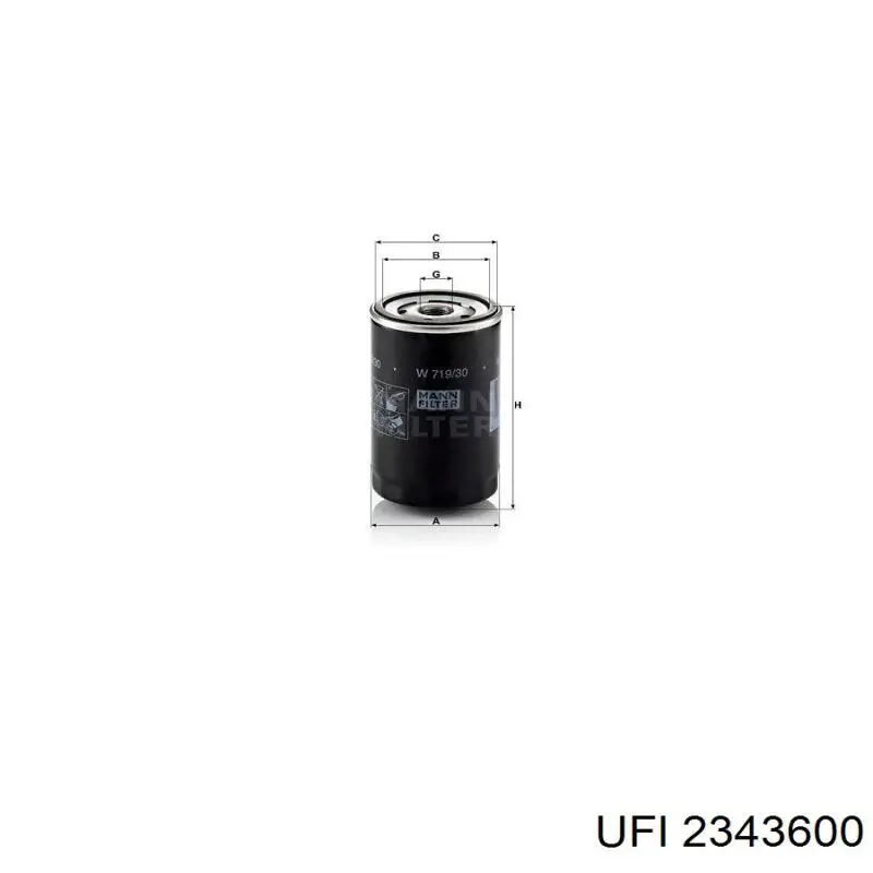 Filtro de aceite motor UFI 2343600