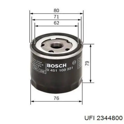 Filtro de aceite UFI 2344800 precio, desde 5,96 EUR