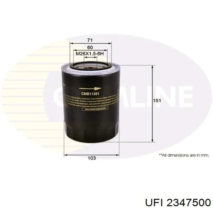 2347500 UFI filtro de aceite