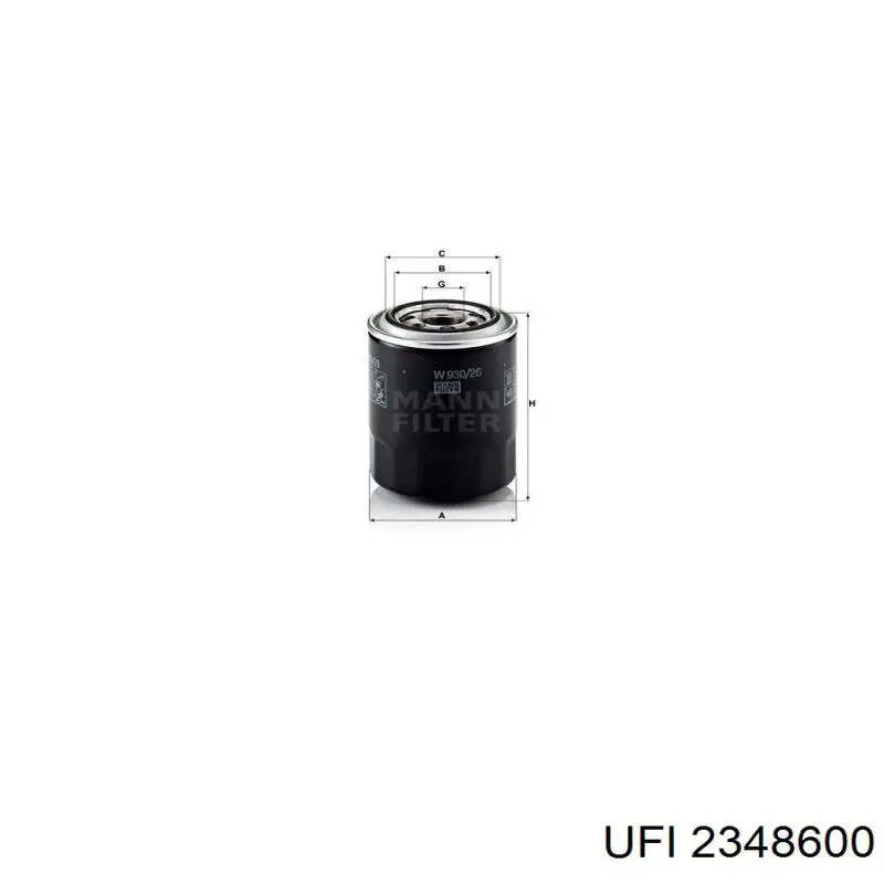 Filtro de aceite UFI 2348600 precio, desde 8,41 EUR