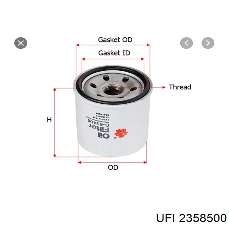 Comprar 2358500 UFI Filtros de aceite