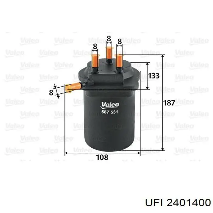 Comprar 2401400 UFI Filtro diesel