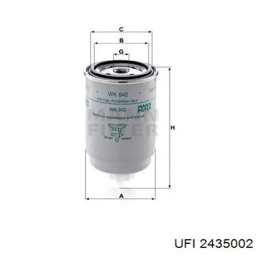 Comprar 2435002 UFI Filtro diesel