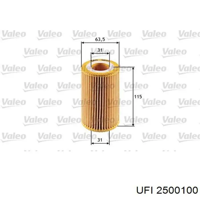 Filtro de aceite UFI 2500100 precio, desde 6,18 EUR