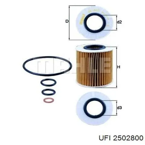 Filtro de aceite UFI 2502800 precio, desde 5,80 EUR