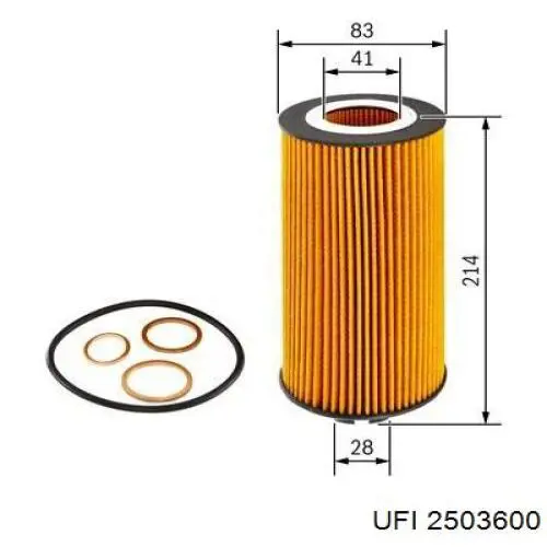 Filtro de aceite UFI 2503600 precio, desde 6,46 EUR