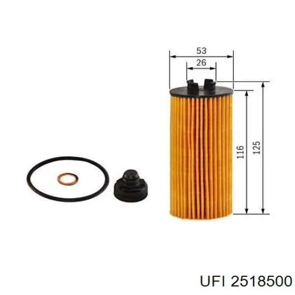 Filtro de aceite UFI 2518500 precio, desde 9,73 EUR