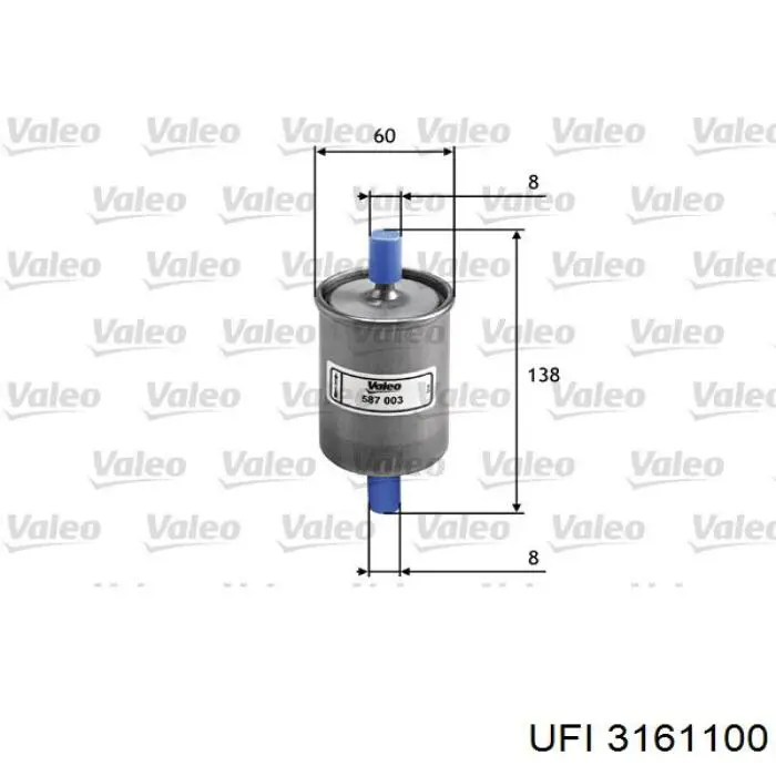 3161100 UFI filtro combustible
