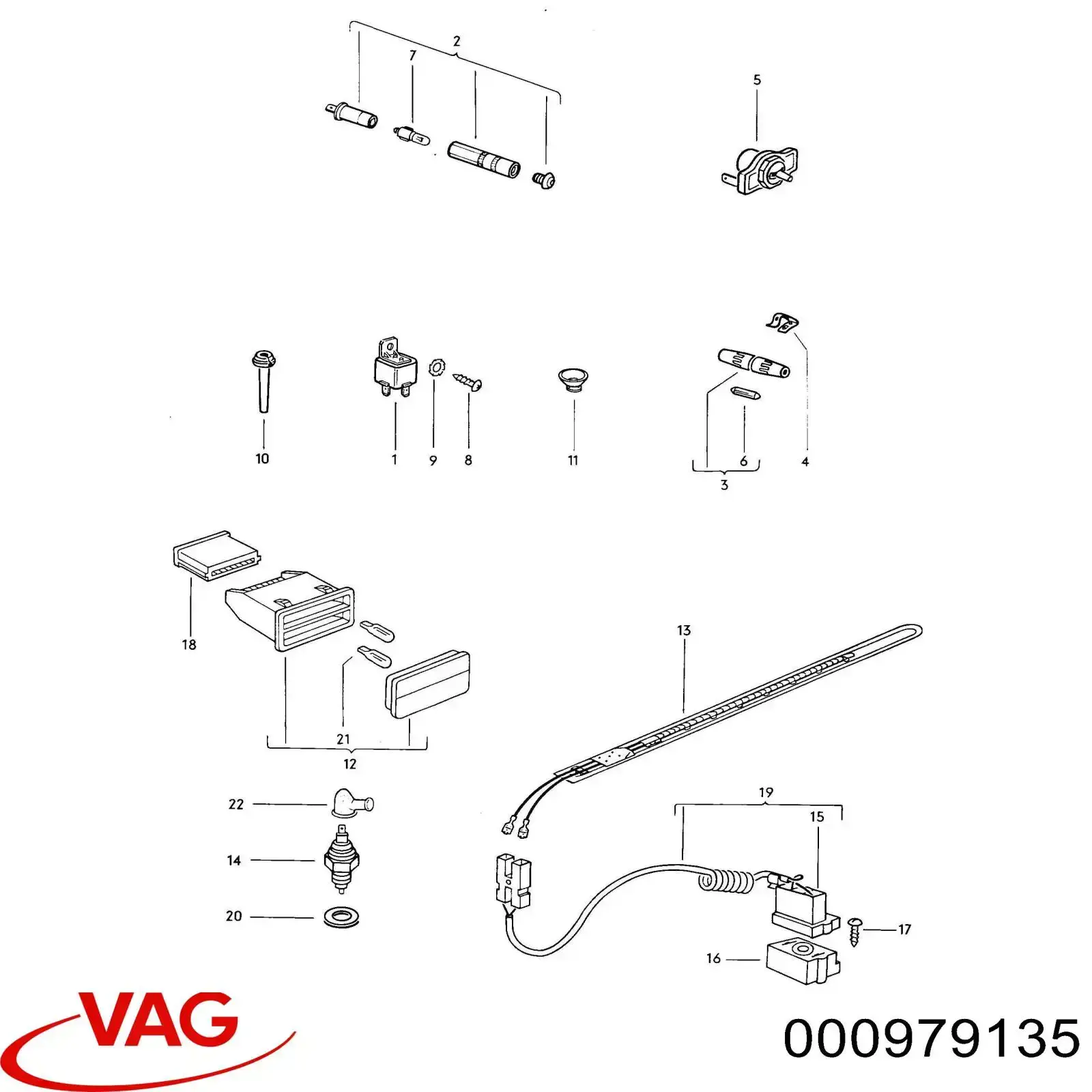 Mazo de cables del habitáculo VAG 000979135 precio, desde 0,57 EUR
