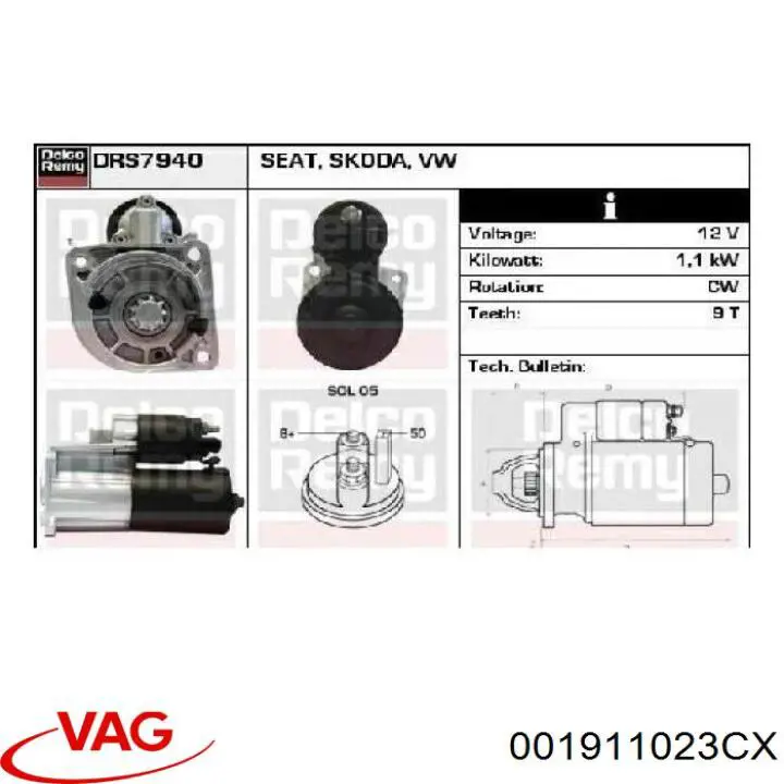 Burro de arranque  VAG 001911023CX precio, desde 53,72 EUR