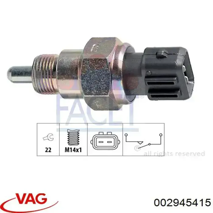 Sensor de marcha atrás 002945415 VAG