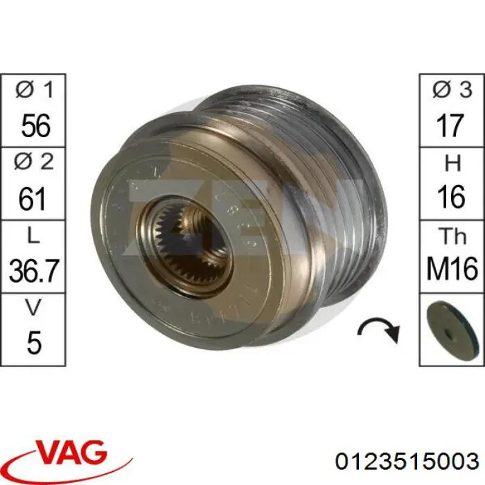 0123515003 VAG alternador