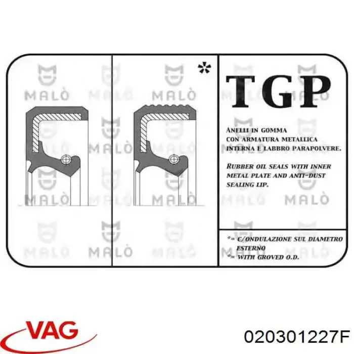 Comprar 020301227F VAG Retén palanca selectora