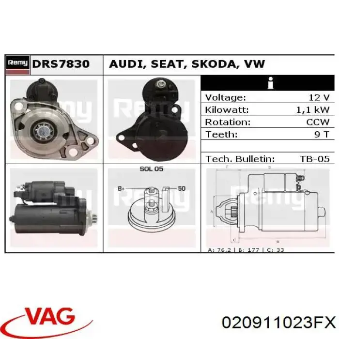 Arrancador VAG 020911023FX