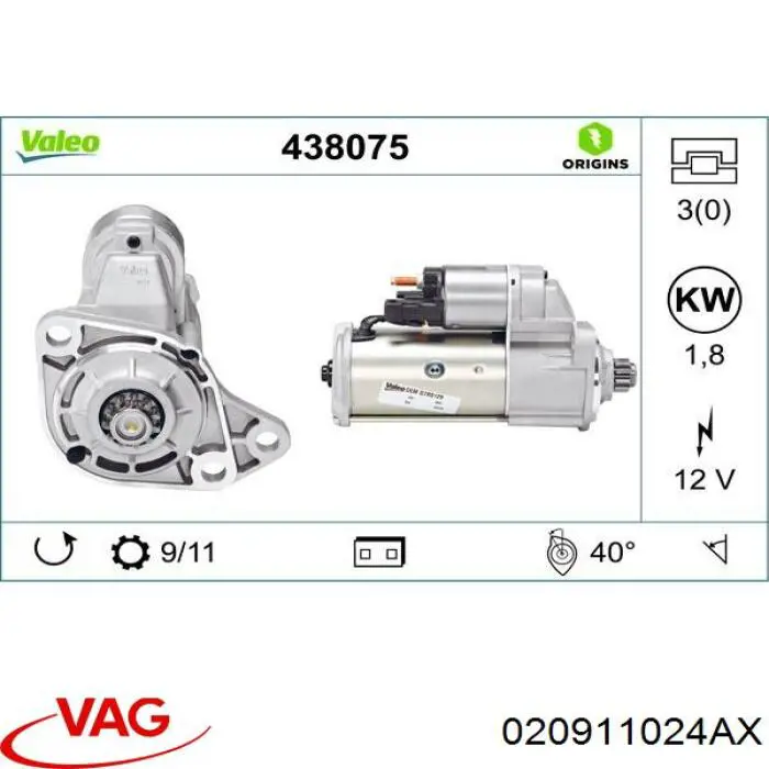 Burro de arranque  VAG 020911024AX precio, desde 148,54 EUR