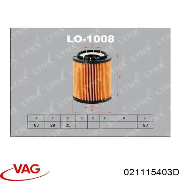 Comprar 021115403D VAG Filtros de aceite