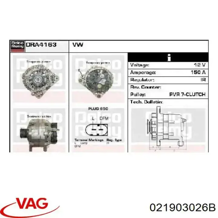 Alternador del motor VAG 021903026B precio, desde 216,52 EUR