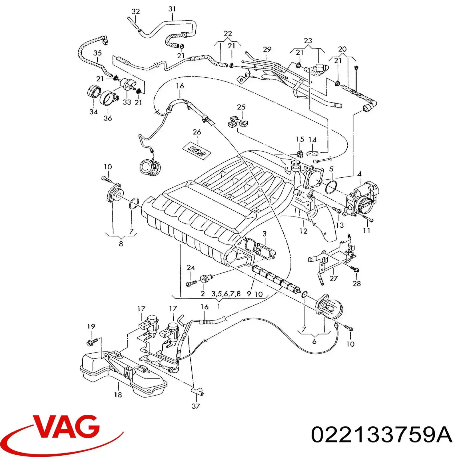 022133759A VAG válvula (actuador de aleta del colector de admisión)
