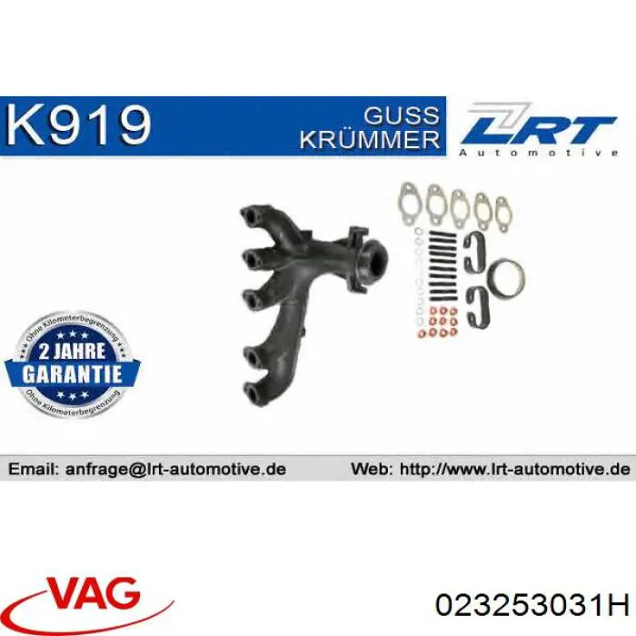 023253031H VAG Colector de escape izquierdo