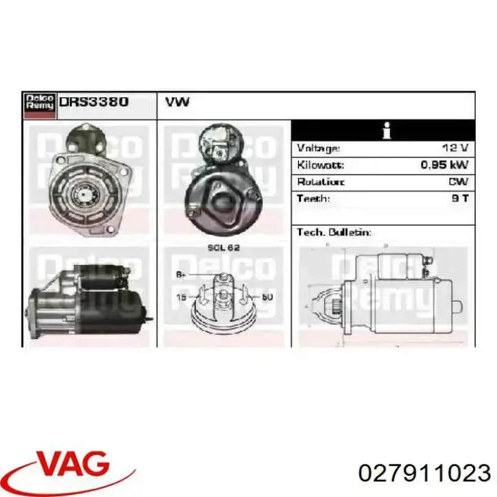 Burro de arranque  VAG 027911023 precio, desde 102,84 EUR