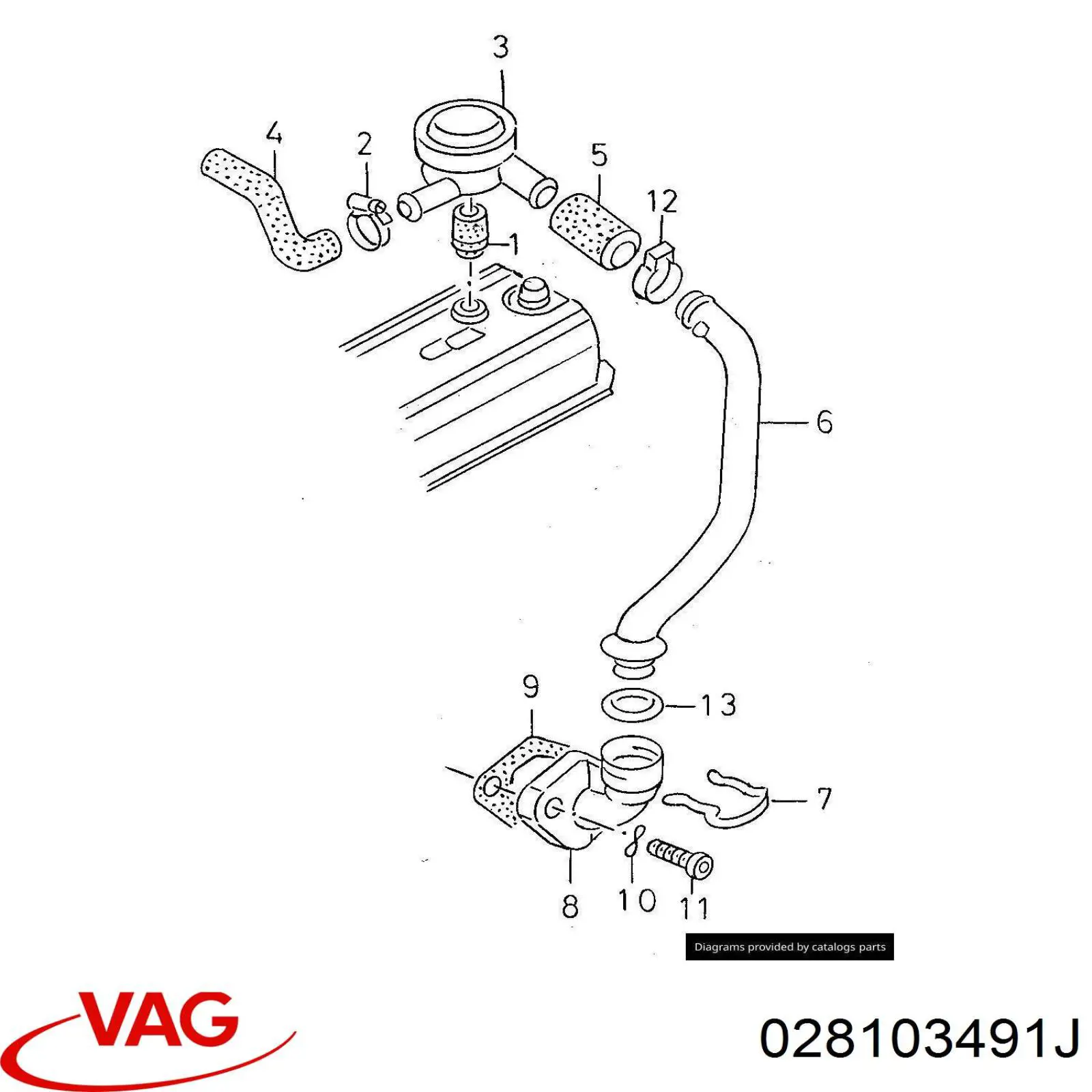 Tubo de ventilación del cárter 028103491J VAG