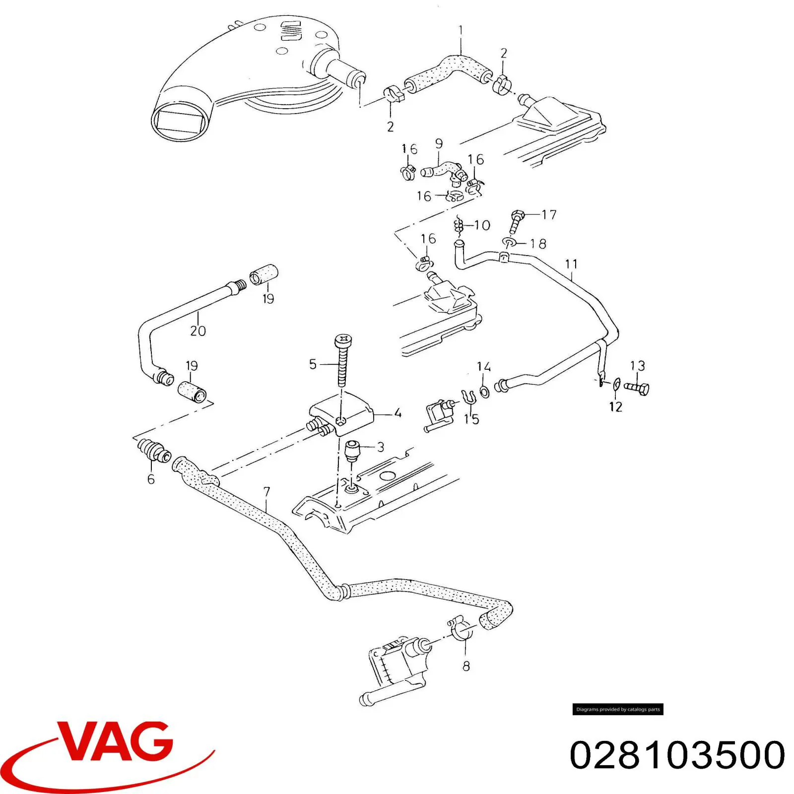 Junta de válvula de ventilación del cárter 028103500 VAG