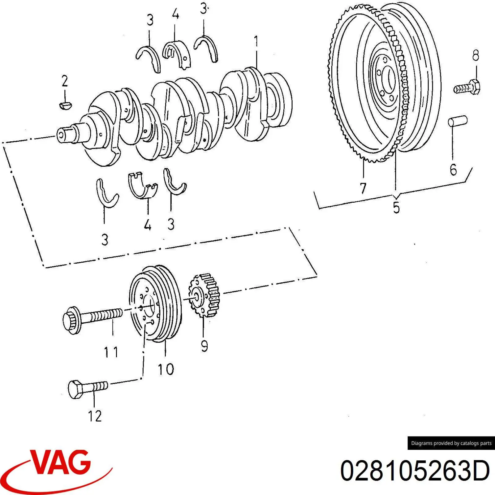 Piñón del cigüeñal VAG 028105263D precio, desde 10,93 EUR