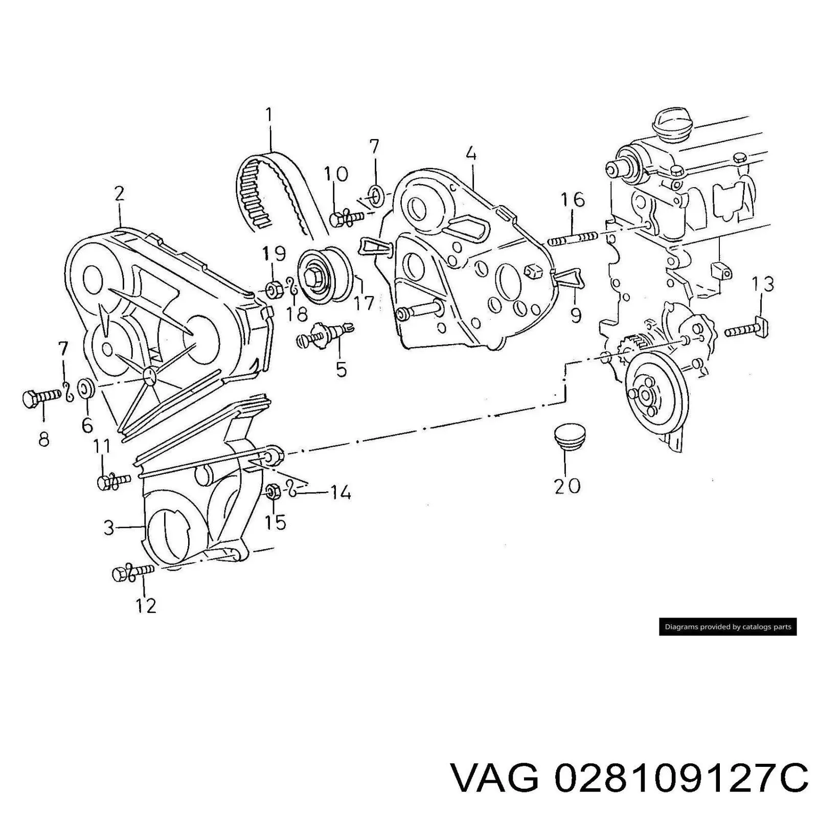 028109127C VAG tapa de correa de distribución inferior